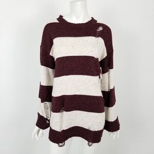 NWT Abound Striped Distressed Sweater Small